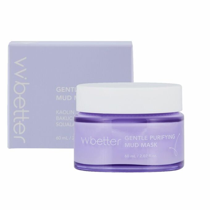 VVbetter Грязевая маска для лица с каолином, бакучиолом и скваланом Gentle Purifying Mud Mask, 60 мл