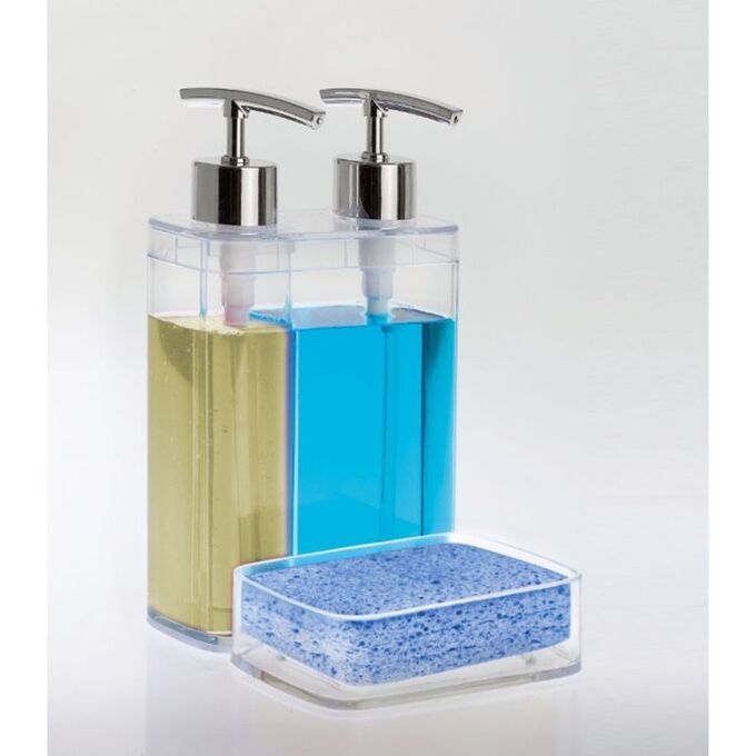 СИМА-ЛЕНД Дозатор для жидкого мыла с секцией для губки Viva, цвет прозрачный