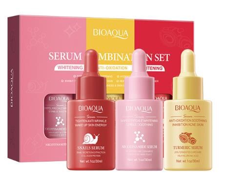 Bioaqua Набор (сыворотка для лица 3 шт по 30 мл) куркума, муцин улитки