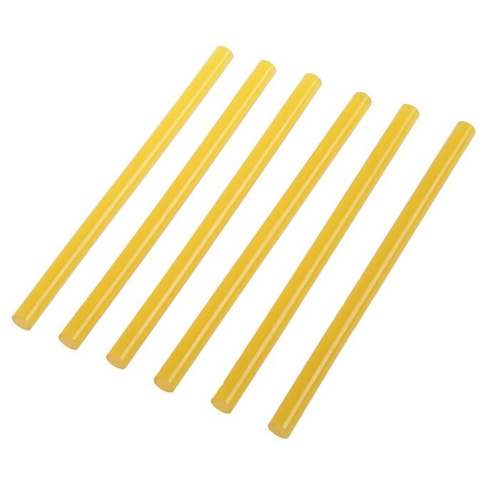 Клеевые стержни , 11 х 200 мм, желтые (по бумаге и дереву), 6 шт.