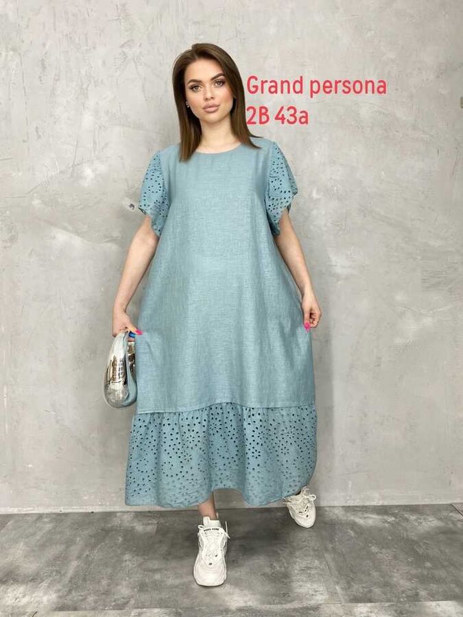 NO NAME Женское платье. Ткань лен ( с карманами) Размер: 3XL(50-52),4XL(52-54),5XL(54-56),6XL(56-58)