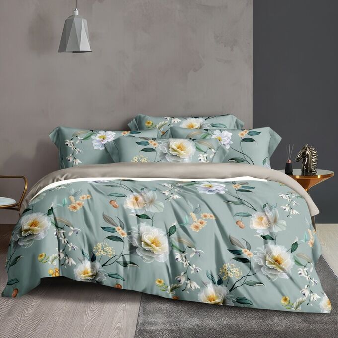 Постельное белье 2-сп, пр230х240, 2н50х70, п180х210, Cleo, тенсель, Soft Tencel, Цветы