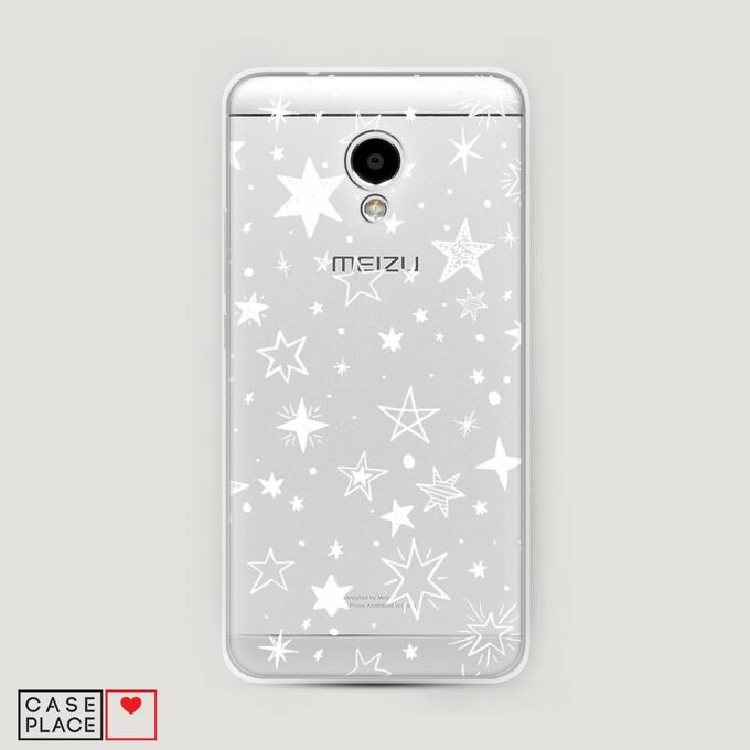 Силиконовый чехол Звездочки графика белая на Meizu M5S