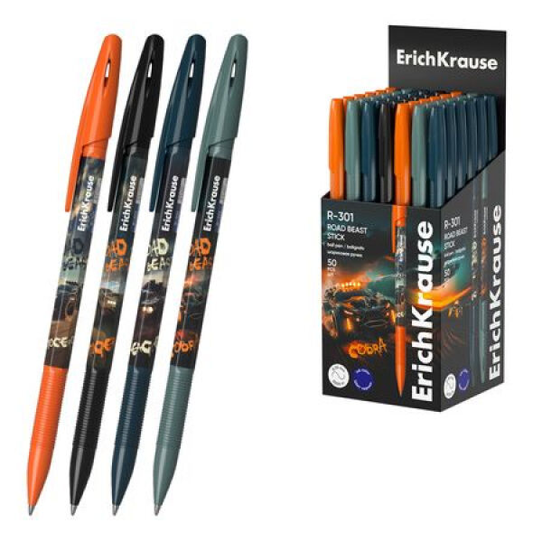 ERICH KRAUSE Ручка шариковая 0.7мм R-301 Stick Road Beast синяя 63074 ErichKrause