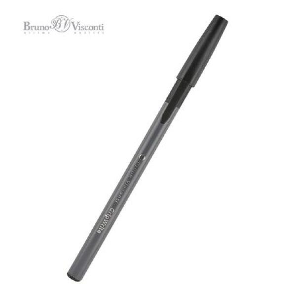 Ручка шариковая 0.7 мм &quot;GripWrite Grey&quot; черная одноразовая 20-0326/22 Bruno Visconti