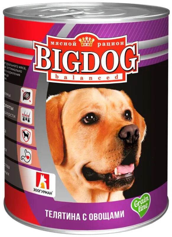 Зоогурман Big Dog конс 850гр для собак Телятина с овощами