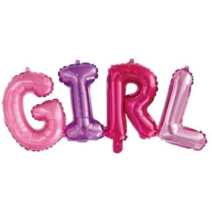 Фольга шар фигура надпись GIRL 41&quot;/104 см цвет разноцветный