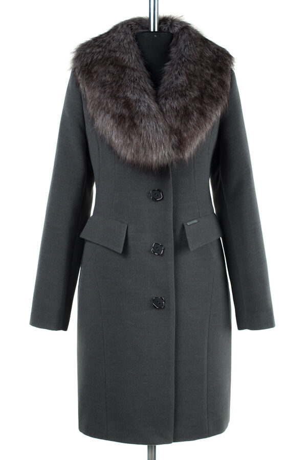 02-2392 Пальто женское утепленное Кашемир серый