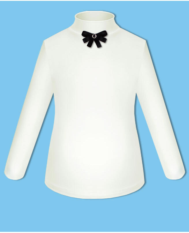 Молочная школьная блузка с бантиком для девочки Цвет: молочный