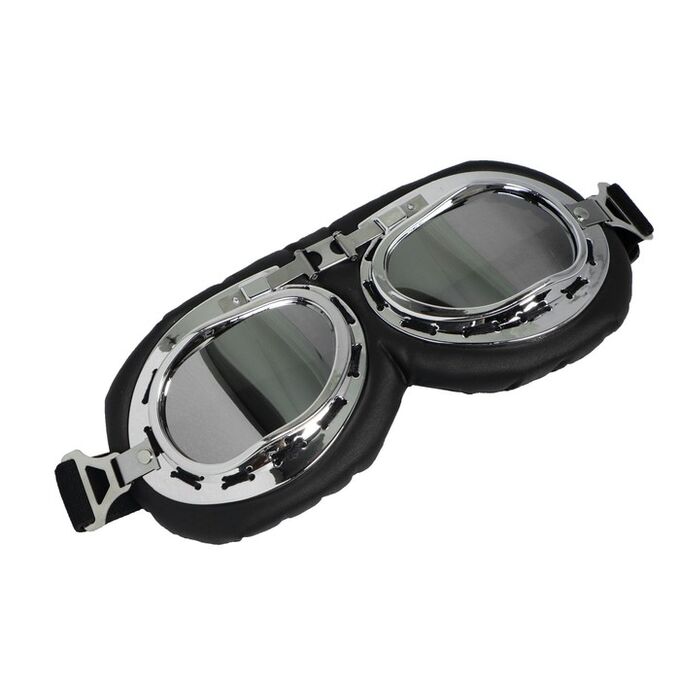 СИМА-ЛЕНД Очки для езды на мототехнике ретро, стекло хром, черные