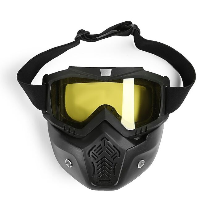 СИМА-ЛЕНД Очки-маска для езды на мототехнике, разборные, стекло желтое, цвет черный