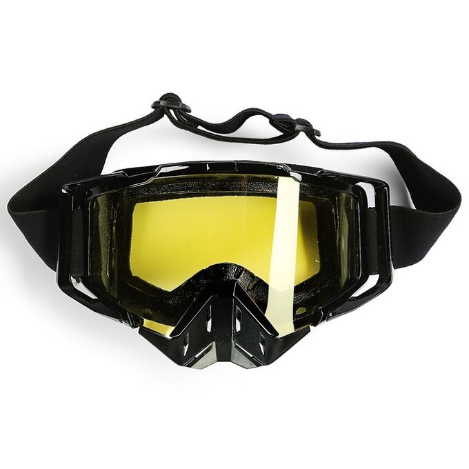 СИМА-ЛЕНД Очки- маска для езды на мототехнике, с защитой носа, стекло желтое, черные