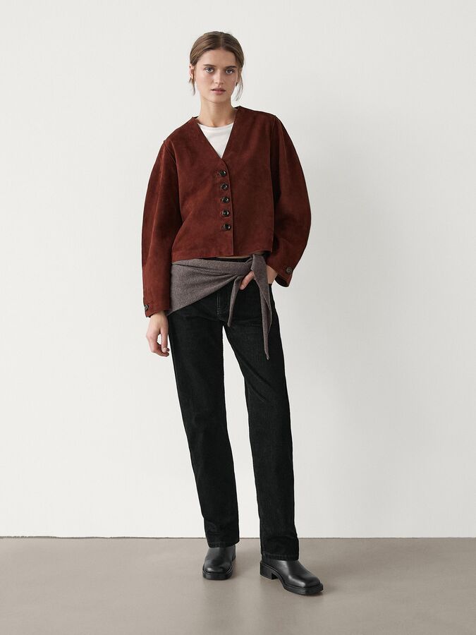 Massimo Dutti Короткая замшевая куртка