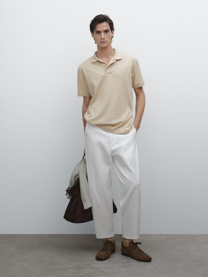 Massimo Dutti Рубашка-поло из хлопка с коротким рукавом