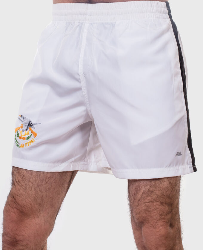 Белые мужские шорты с фразой-талисманом НИ ПУХА, НИ ПЕРА – подарок, который легко переплюнет любой сувенир №216