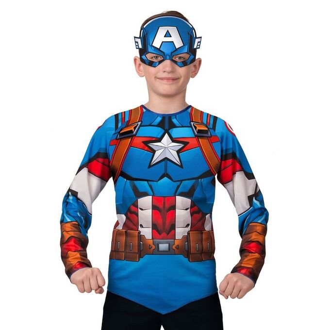 Batik Карнавальный костюм «Капитан Америка» без мускулов, куртка, маска, р. 32, рост 122 см