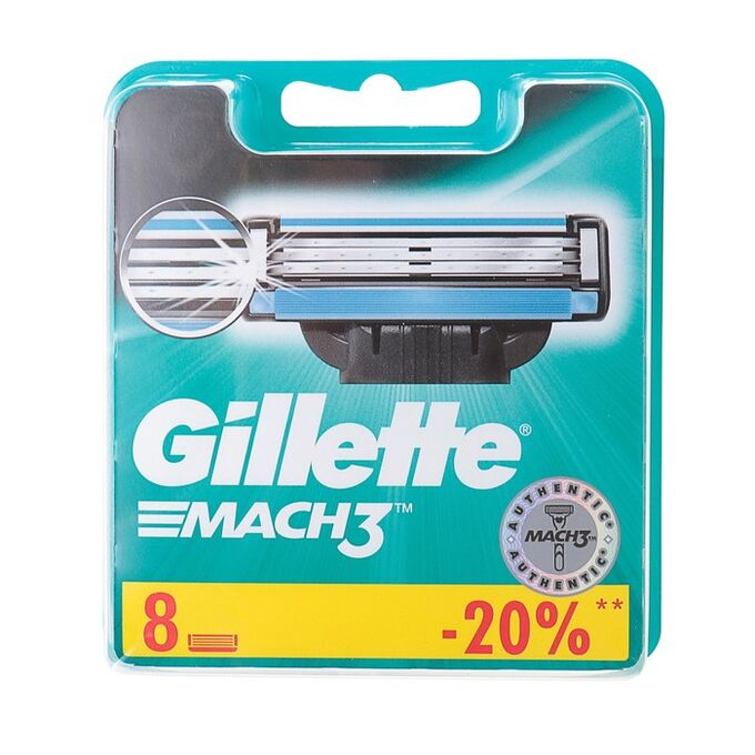 Сменные кассеты Gillette Mach3, 3 лезвия, 8 шт
