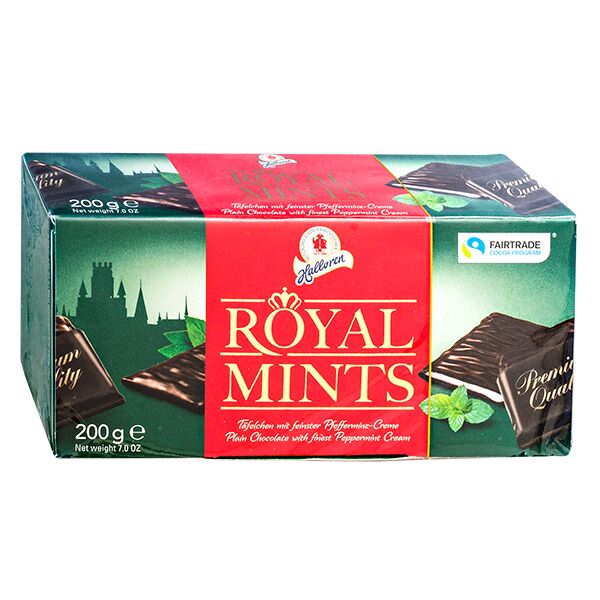 Шоколад Halloren Royal Mints темный с мятной начинкой порционный, 51% какао