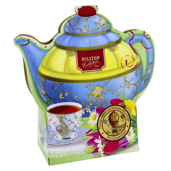 Чай HILLTOP в картонном футляре в форме чайника &#039;Подарок Цейлона&#039; 80 гр. 1уп. х 14 шт.