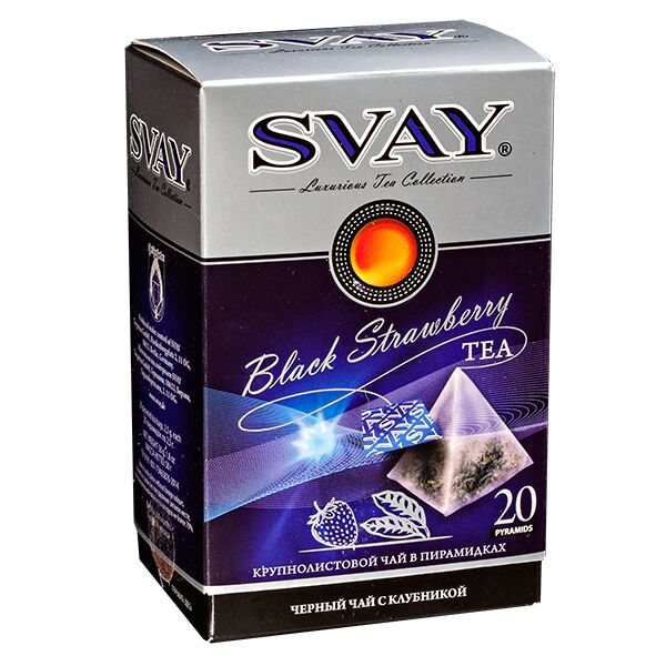 Чай SVAY &#039;Черный с клубникой&#039; 20 пирамидок 1 уп.х 12 шт.