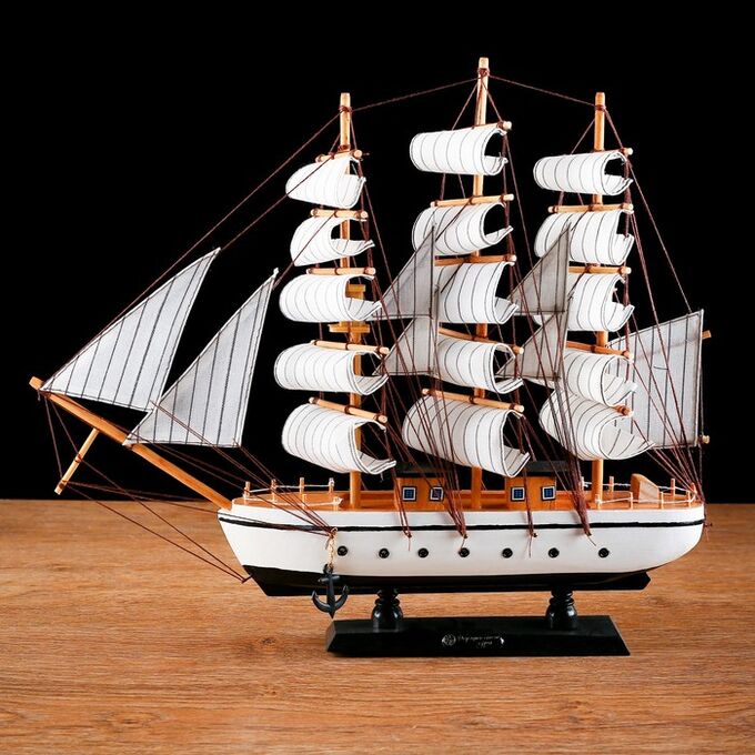 СИМА-ЛЕНД Корабль сувенирный средний «Пиллад», борта белые, паруса белые, 45х9х41 см