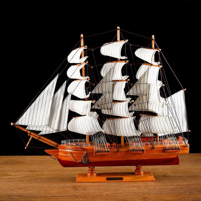 СИМА-ЛЕНД Корабль сувенирный большой «Крамбол», борта светлое дерево, паруса белые, микс 57x9x49см