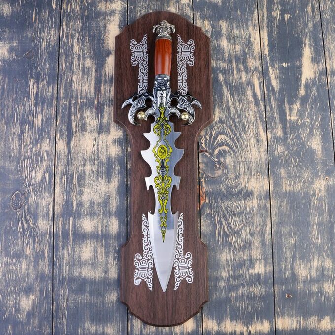 СИМА-ЛЕНД Сувенирный меч на планшете, резное лезвие с рисунком, когти орла на рукояти, клинок 41 см
