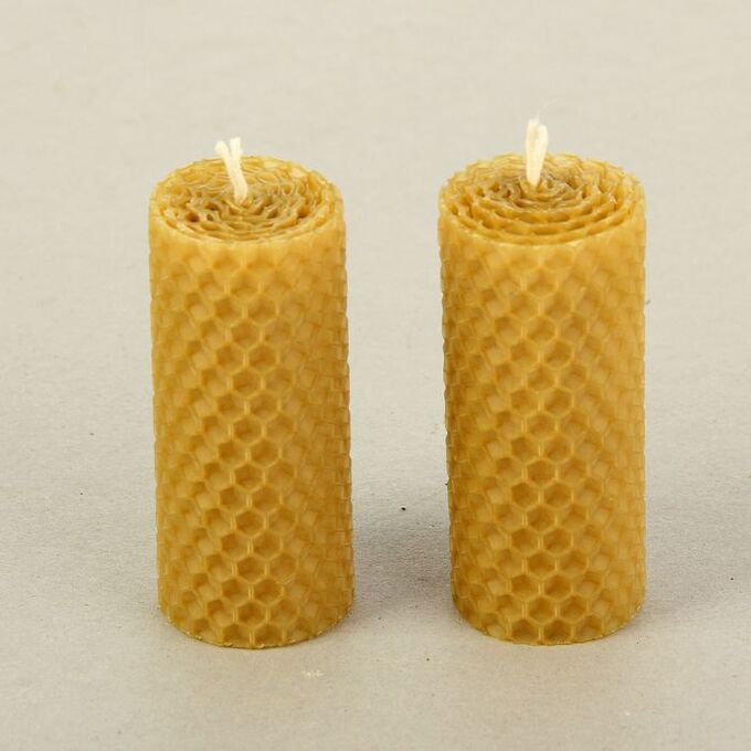 Набор свечей из вощины медовая с добавлением эфирного масла &quot;Сосна&quot; 8 см, 2 шт