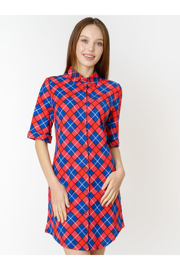 #87190 Платье-рубашка (Binita) сине-красный