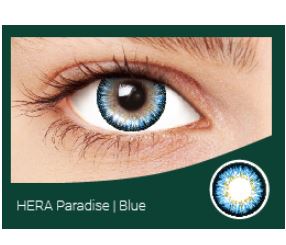 Перекрывающие цветные контактные линзы HERA PARADISE Blue -7.0 ВС 8.6 (2 линзы)