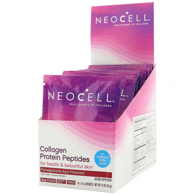Neocell, Пептиды коллагенового белка, гранат и асаи, 16 пакетиков, 21 г (0,75 унции) в каждом