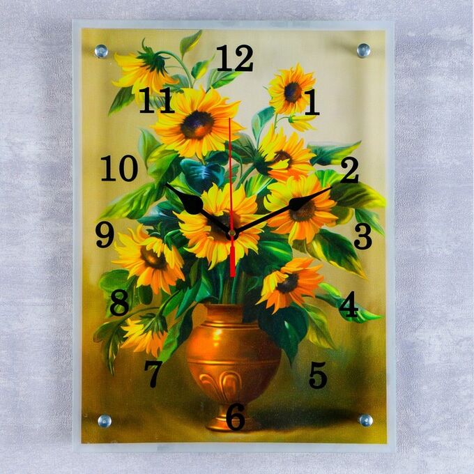 Часы настенные, серия: Цветы, &quot;Желтые цветы в вазе&quot;, 30х40  см, микс