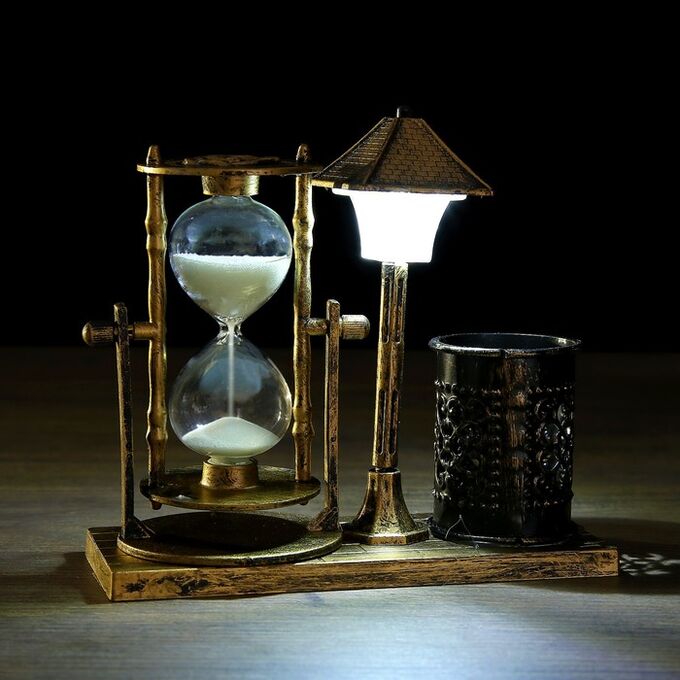 СИМА-ЛЕНД Песочные часы &quot;Уличный фонарик&quot;,сувенирные,подсветка,каранд-цей, 6.5 х 15.5 х 14.5 см, микс