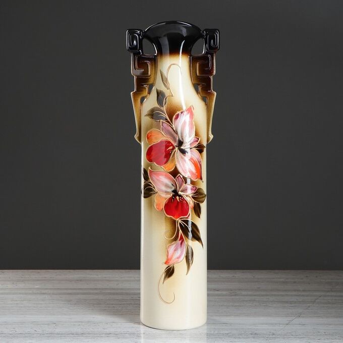 Ваза керамическая &quot;Сакура&quot;, напольная, орхидея, разноцветная, 53 см