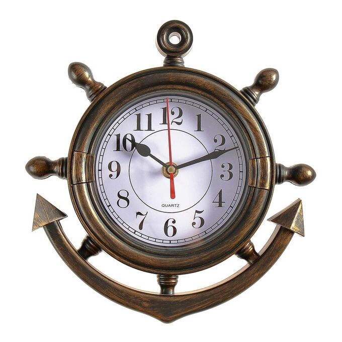 Часы настенные, серия: Море, &quot;Якорь&quot;, коричневые, 23х24 см микс