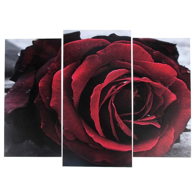Модульная картина &quot;Бутон алой розы&quot;  (2-25х52; 1-30х60) 60х80 см