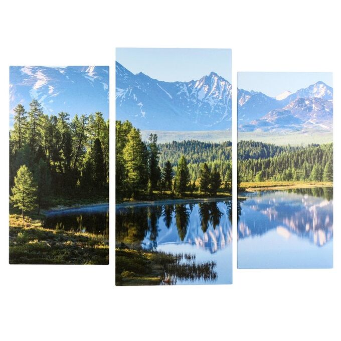 Модульная картина &quot;Пейзаж с озером и горами&quot; (2-25х50, 30х60 см) 60х80 см