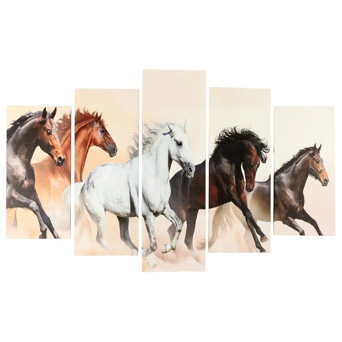 СИМА-ЛЕНД Модульная картина &quot;Скачущие кони&quot; (2-25х50, 2-25х67, 25х80 см) 80х140 см
