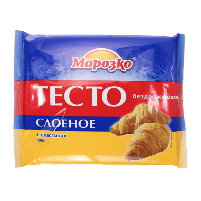 МорозКом Тесто, слоеное бездрожжевое (пласт) , Морозко, 400 г, (18)