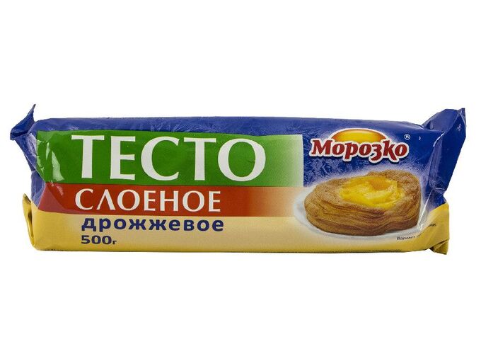 Тесто, слоеное дрожжевое (рулон) , Морозко, 500 г, (12)