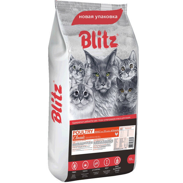 Blitz д/кош Classic Adult Домашняя птица/Рис 10кг