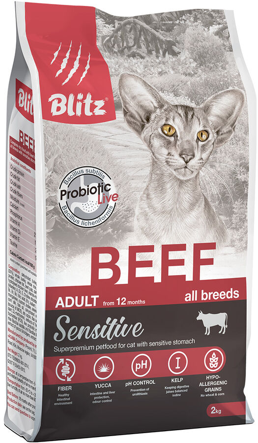 Blitz д/кош Sensitive Adult Говядина/Рис 2кг