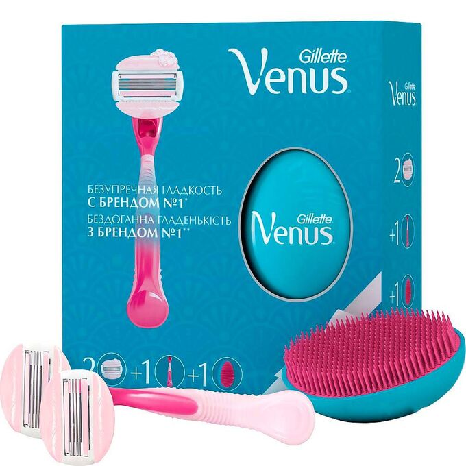 Подарочный набор GILLETTE VENUS SPA Breeze Бритва с 2 сменными кассетами+Расческа в подарок