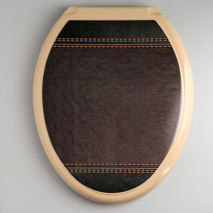 Сиденье для унитаза с крышкой «Декор. Кожа», 44,5x37,5 см, цвет коричневый