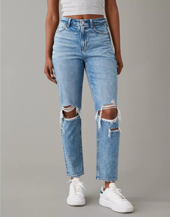 American Eagle AE Strigid Ripped Mom Jean