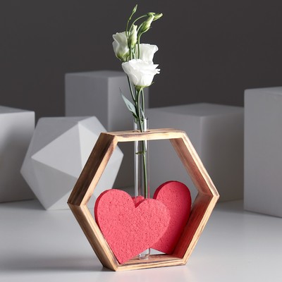Рамка-ваза для цветов &quot;2 сердца&quot;, цвет экзотик, 22 х 4 х 22 см