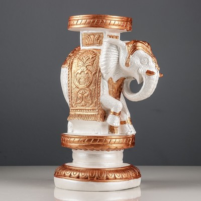 Подставка декоративная &quot;Индийский слон&quot;, бело-золотой, 35 см