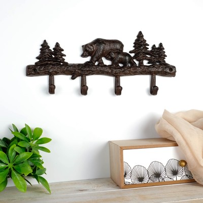Крючки декоративные металл &quot;Медведь с медвежонком в лесу&quot; 14,5х33х2,5 см