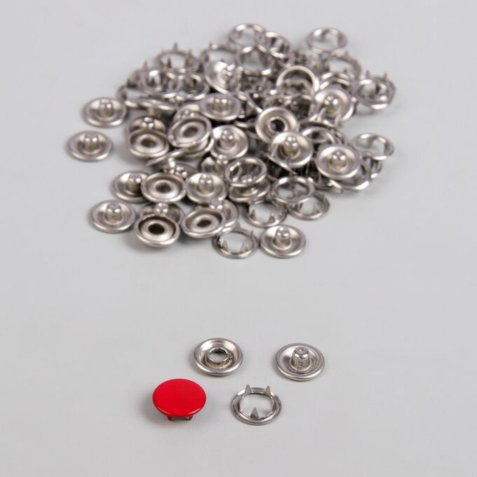 Кнопки рубашечные, закрытые, d = 9,5 мм, 100 шт, цвет красный