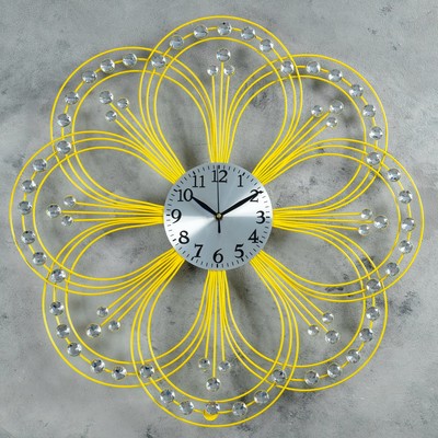 Часы настенные, серия: Ажур, Сияющий цветок, d=60 см, микс